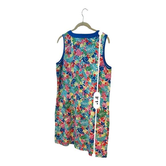 Lands’ End Women’s V-Neck Blue Multi Floral Cotton Dress w/ Pockets Size Medium - Picture 4 of 6